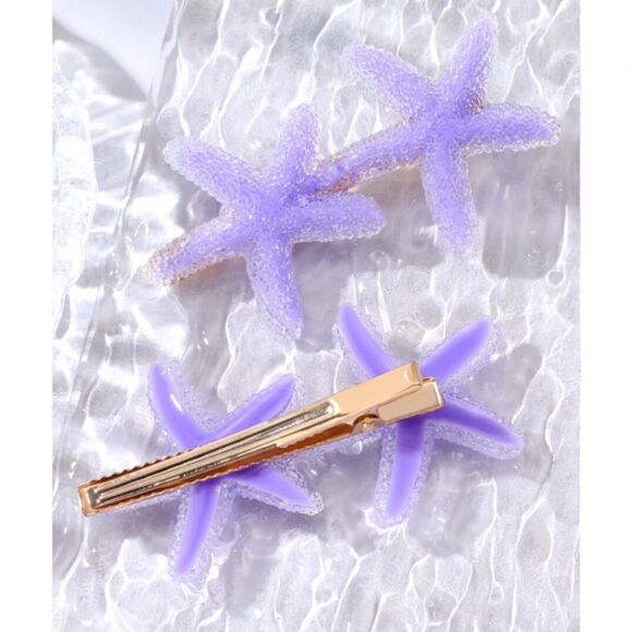 Glittery Starfish Hair Clips - Picture 3 of 5